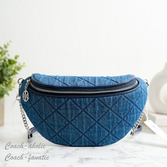 NWT Tory Burch Willa Belt Bag Crossbody in Denim - Picture 1 of 7